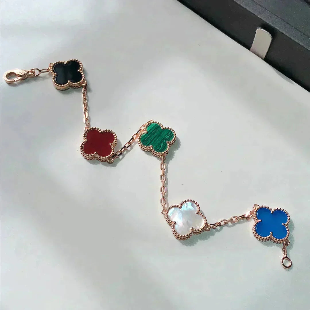 [Royal Jewellery]CLOVER 5 MOTIFS MULTICOLOR  BRACELET