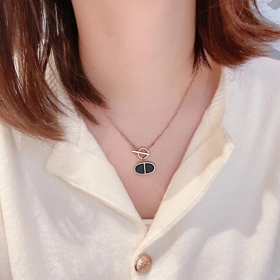 [ROYAL]CHAINE VERSO BLACK CERAMIC NECKLACE