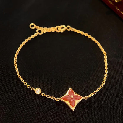 [ROYAL]COLOR STAR CARNELIAN PINK GOLD DIAMOND BRACELET