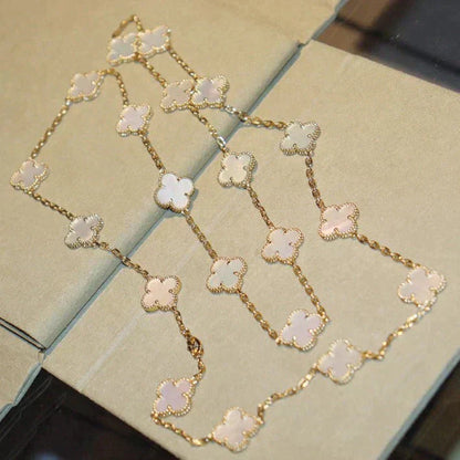 [ROYAL]CLOVER 20 MOTIFS WHITE MOP NECKLACE