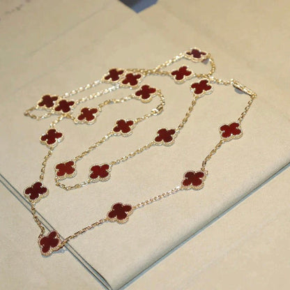 [ROYAL]CLOVER 20 MOTIFS CARNELIAN NECKLACE