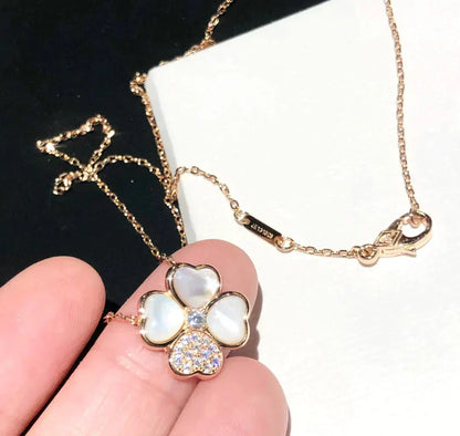 [ROYAL]CLOVER MOP DIAMOND ROSE GOLD NECKLACE