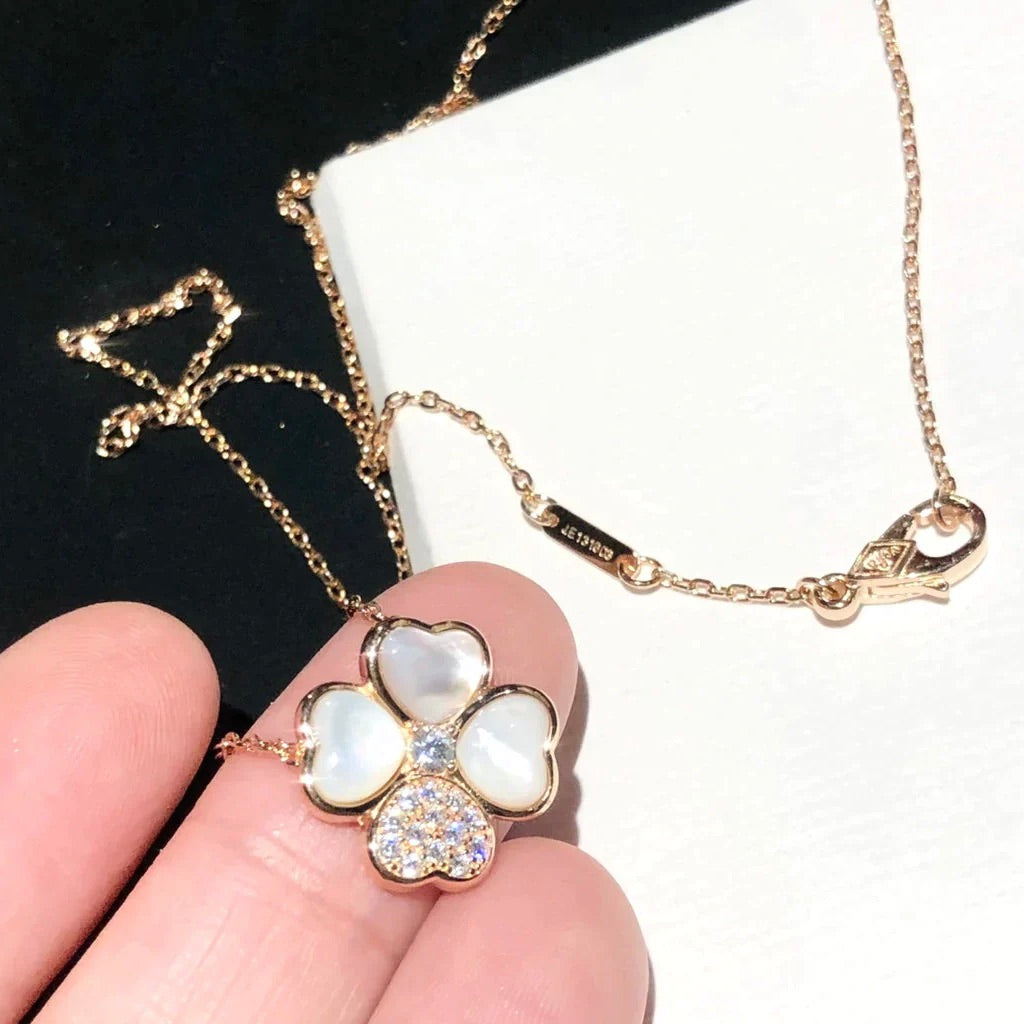 [ROYAL]CLOVER MOP DIAMOND ROSE GOLD NECKLACE