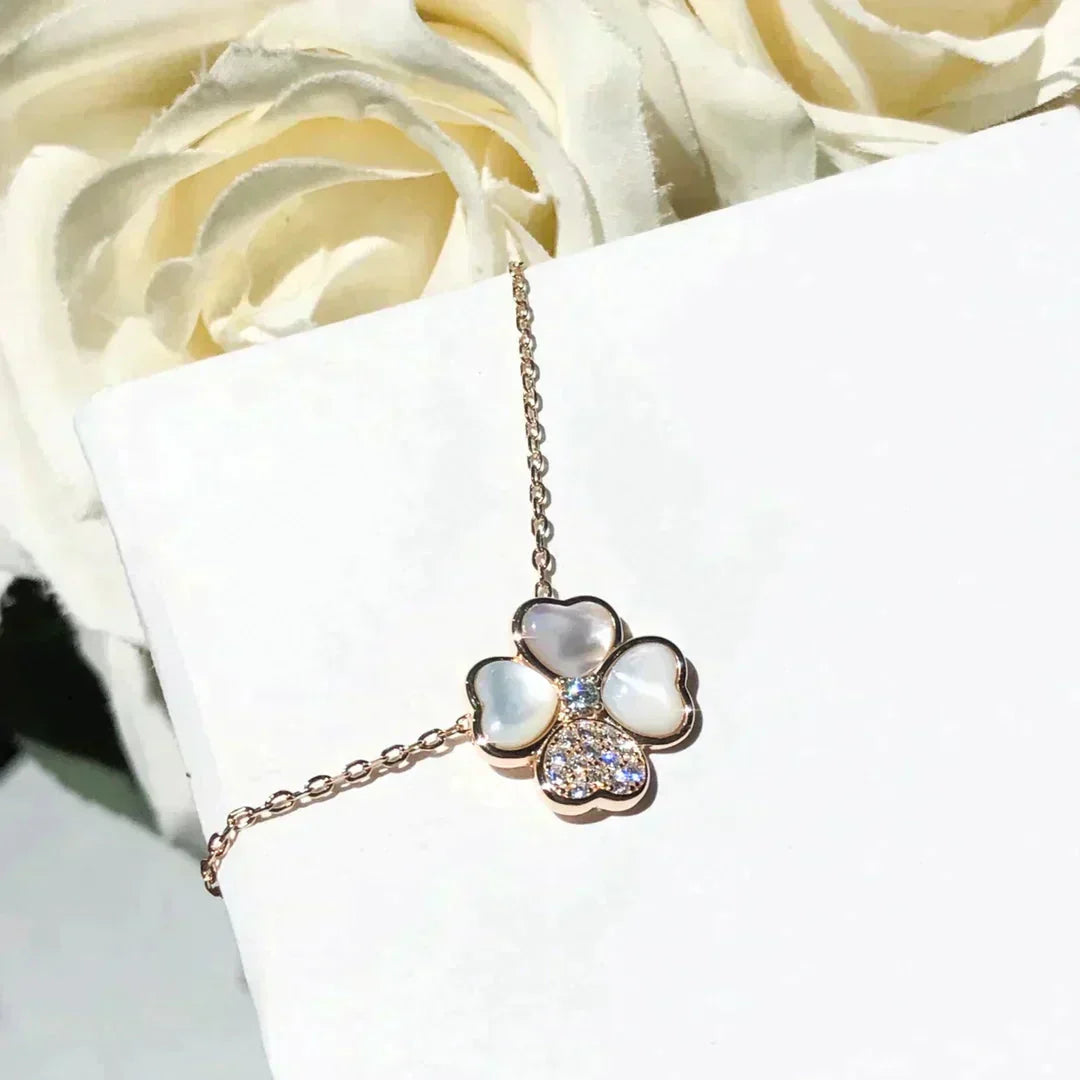 [ROYAL]CLOVER MOP DIAMOND ROSE GOLD NECKLACE