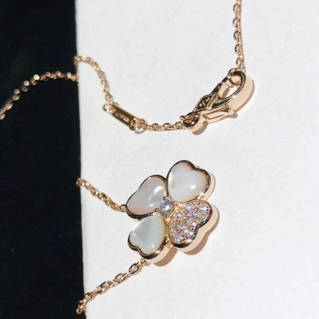 [ROYAL]CLOVER MOP DIAMOND ROSE GOLD NECKLACE