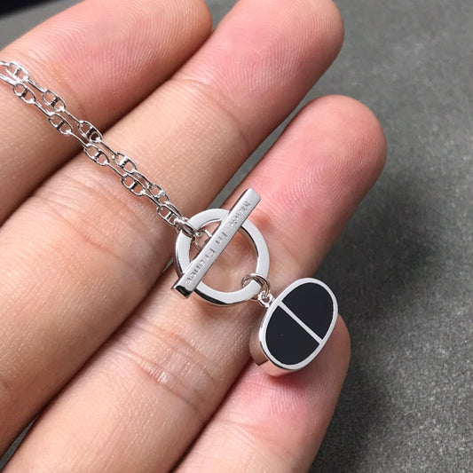 [ROYAL]CHAINE VERSO BLACK CERAMIC SILVER NECKLACE