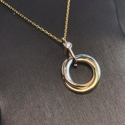 [ROYAL]TRINITY SILVER GOLD PINK GOLD NECKLACE