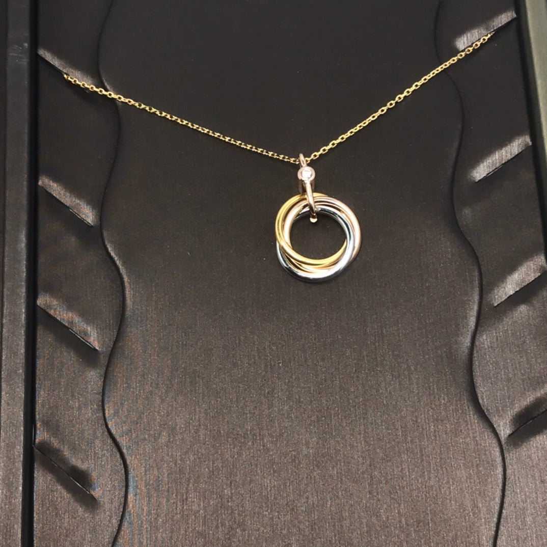 [ROYAL]TRINITY SILVER GOLD PINK GOLD NECKLACE