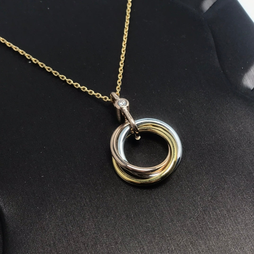 [ROYAL]TRINITY SILVER GOLD PINK GOLD NECKLACE