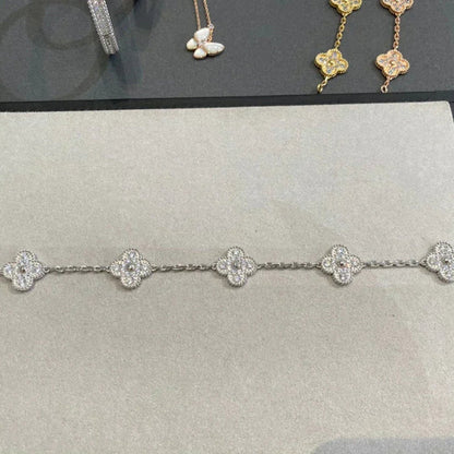[Royal Jewellery]CLOVER 5 MOTIFS  DIAMOND BRACELET SILVER