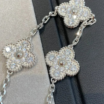 [ROYAL]CLOVER 5 MOTIFS  DIAMOND BRACELET SILVER