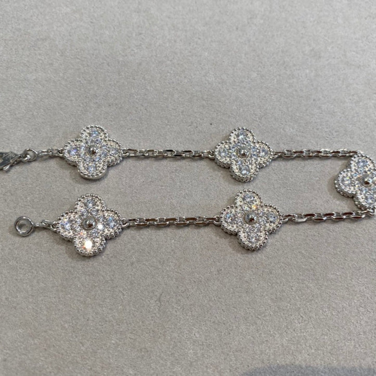 [Royal Jewellery]CLOVER 5 MOTIFS  DIAMOND BRACELET SILVER