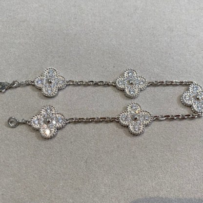 [Royal Jewellery]CLOVER 5 MOTIFS  DIAMOND BRACELET SILVER