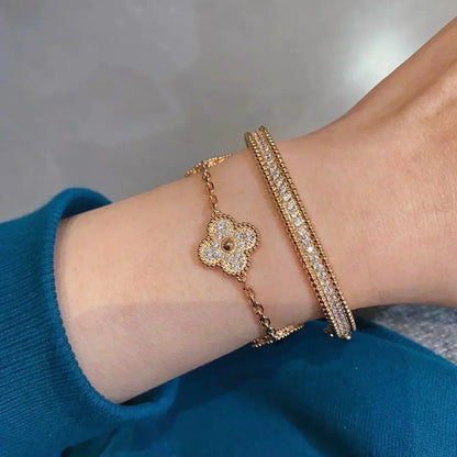 [Royal Jewellery]CLOVER 5 MOTIFS  FULL DIAMOND BRACELET