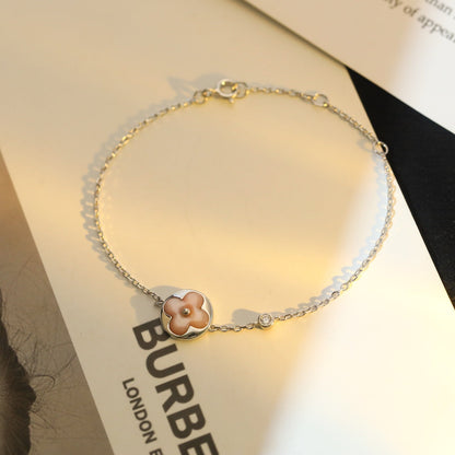 [ROYAL]SUN MOTIF PINK MOP SILVER BRACELET