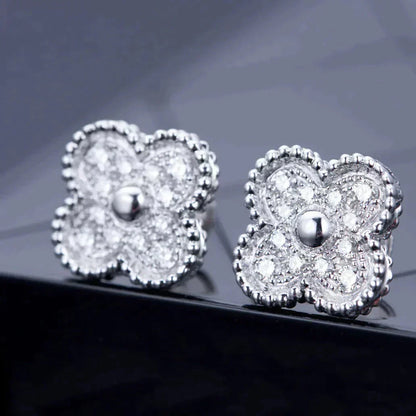 [ROYAL]CLOVER 1 MOTIFS DIAMANT OHRSTECKER SILBER