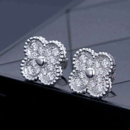 [ROYAL]CLOVER 1 MOTIFS DIAMANT OHRSTECKER SILBER