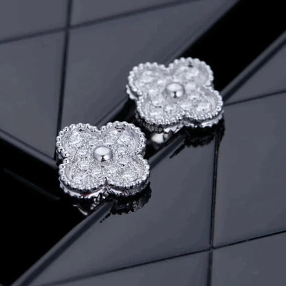 [ROYAL]CLOVER 1 MOTIFS DIAMANT OHRSTECKER SILBER