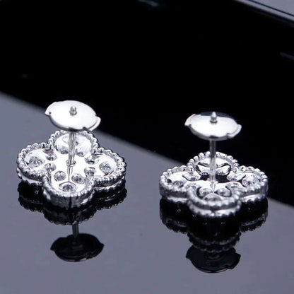 [ROYAL]CLOVER 1 MOTIFS DIAMANT OHRSTECKER SILBER