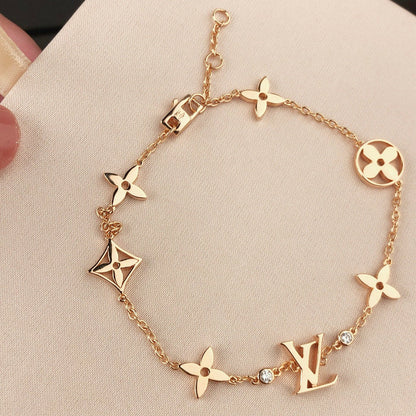 [ROYAL]STAR AND SUN 7 MOTIFS GOLD BRACELET