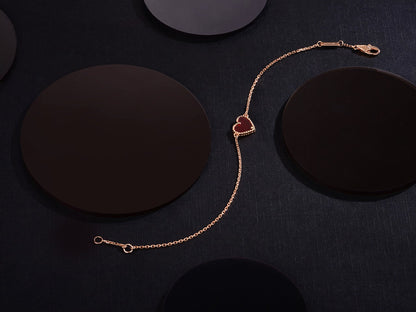 [Royal Jewellery]HEART CARNELIAN PINK GOLD BRACELET