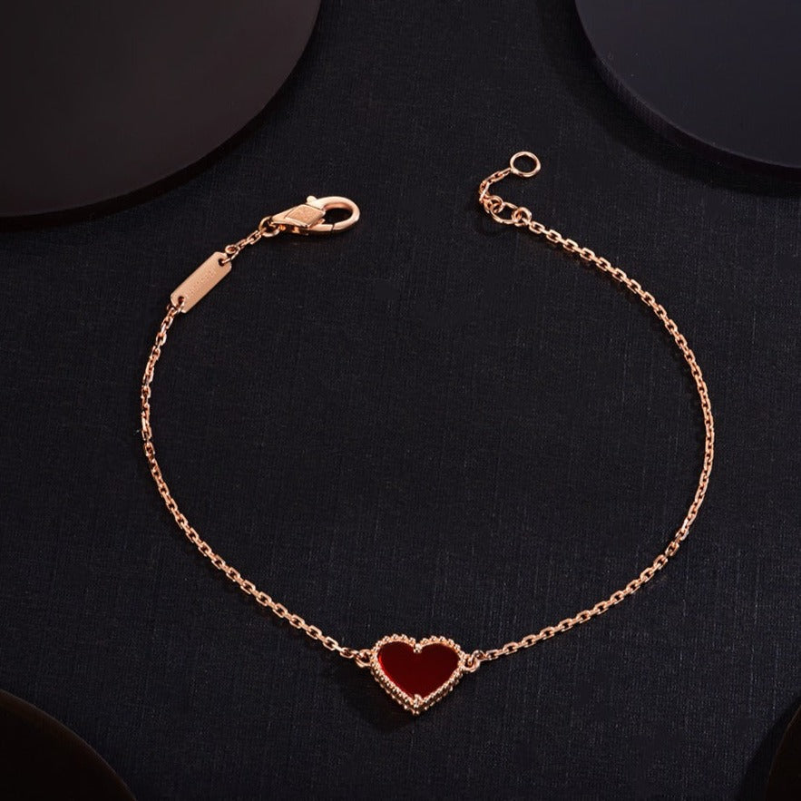 [Royal Jewellery]HEART CARNELIAN PINK GOLD BRACELET