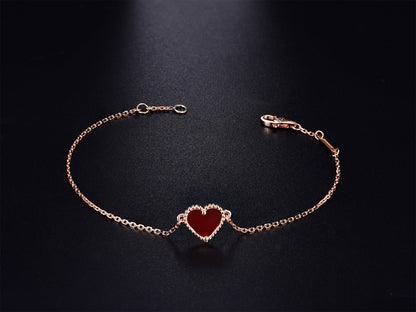 [Royal Jewellery]HEART CARNELIAN PINK GOLD BRACELET