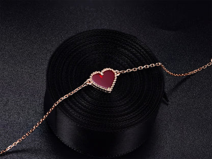 [Royal Jewellery]HEART CARNELIAN PINK GOLD BRACELET