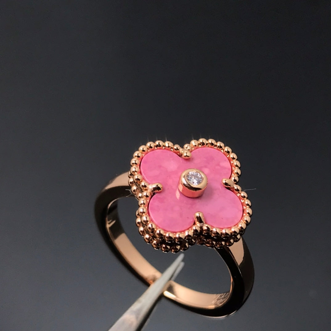 [ROYAL]CLOVER RHODONITE ROSE GOLD RING