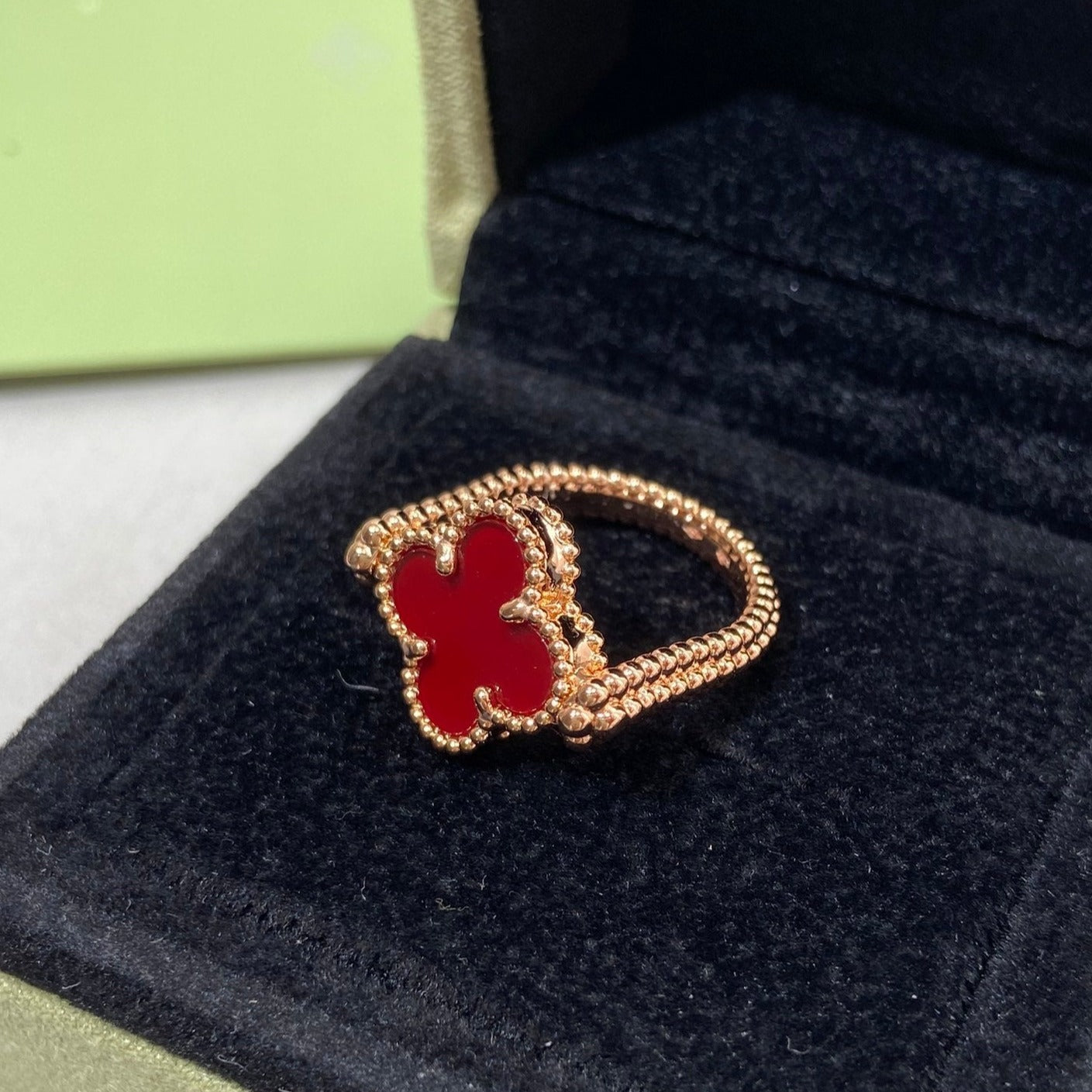 [Royal Jewellery]CLOVER RIVERSIBLE PINK GOLD RING