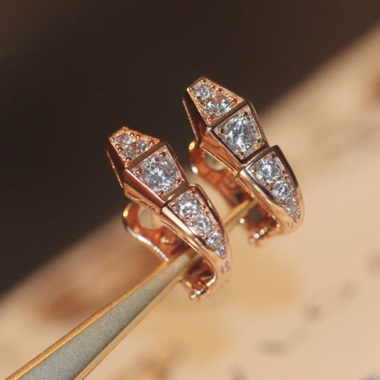 [ROYAL]SERPENT PINK GOLD DIAMOND EARRINGS