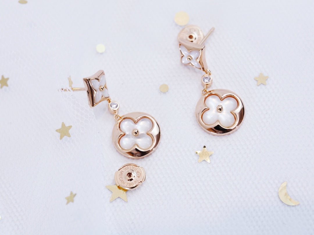 [ROYAL]STAR AND SUN PINK GOLD MOP DROP EARRINGS