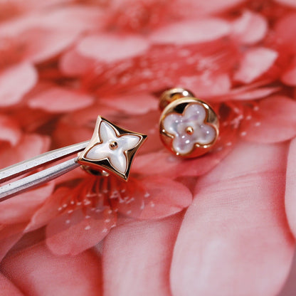 [ROYAL]STAR AND SUN PINK GOLD MOP STUD EARRINGS