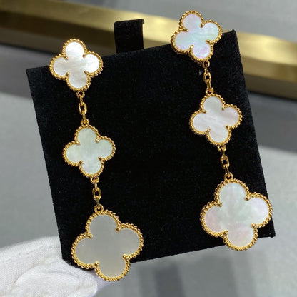 [Royal]CLOVER MOP 3 MOTIFS GOLD EARRINGS