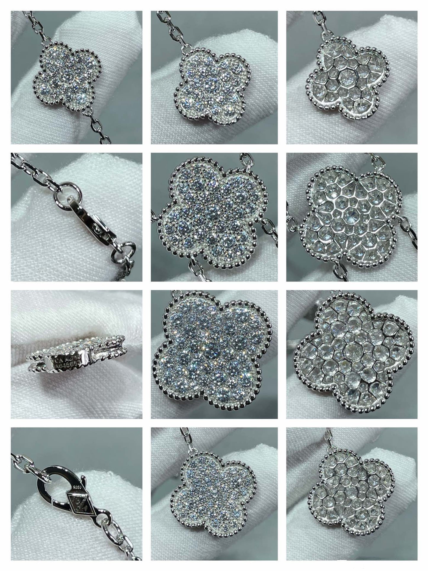 [Royal]CLOVER 6 MOTIF DIAMOND PAVED NECKLACE