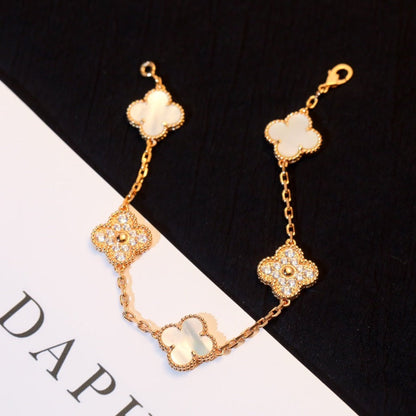 [Royal Jewellery]CLOVER BRACELET 5 MOTIF WHITE MOP DIAMOND