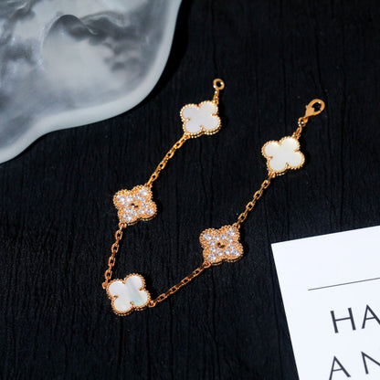 [Royal Jewellery]CLOVER BRACELET 5 MOTIF WHITE MOP DIAMOND