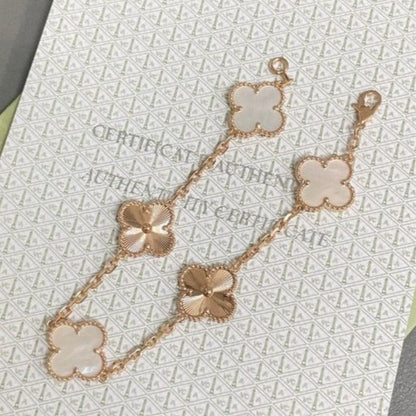 [Royal Jewellery]CLOVER BRACELET 5 MOTIF WHITE MOP PINK GOLD