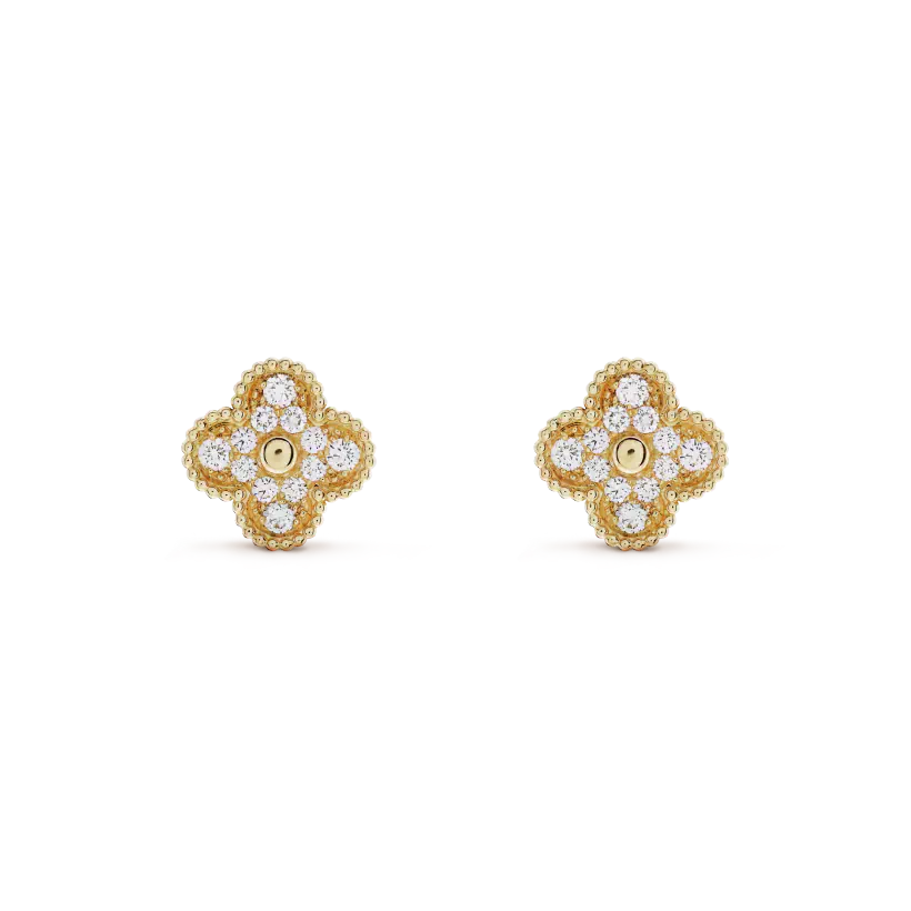 [ROYAL]CLOVER MEDIUM 1 MOTIFS FUll DIAMOND EARRINGS