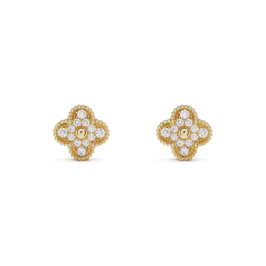 [ROYAL]CLOVER MEDIUM 1 MOTIFS FUll DIAMOND EARRINGS