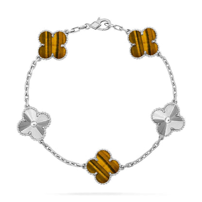 [Royal Jewellery] CLOVER 5 MOTIFS TIGER EYE BRACELET COLLECTION