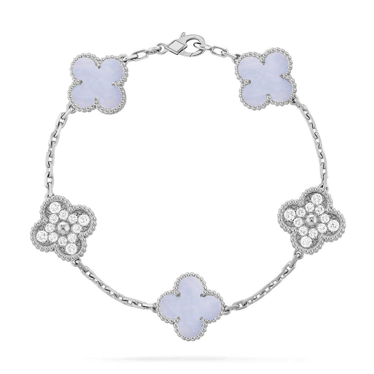 [Royal Jewellery] CLOVER 5 MOTIF PURPLE CHALCEDONY BRACELET COLLECTION