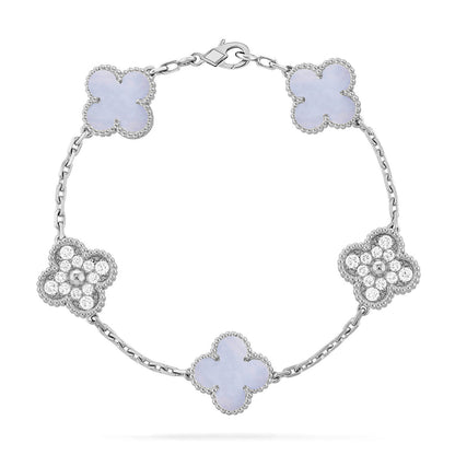 [Royal Jewellery] CLOVER 5 MOTIF PURPLE CHALCEDONY BRACELET COLLECTION