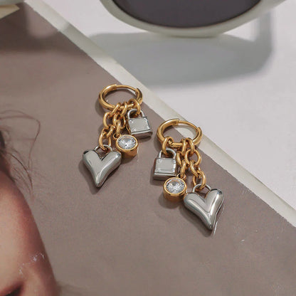 [Royal&Vicky]サラ ハート＆ロック ゴールドピアス