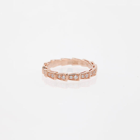 [ROYAL]SERPENTI RING PINK GOLD DIAMOND PAVED 3MM