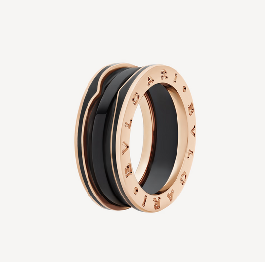 [ROYAL]ZERO 1 TWO-BAND WITH MATTE BLACK CERAMIC PINK GOLD RING