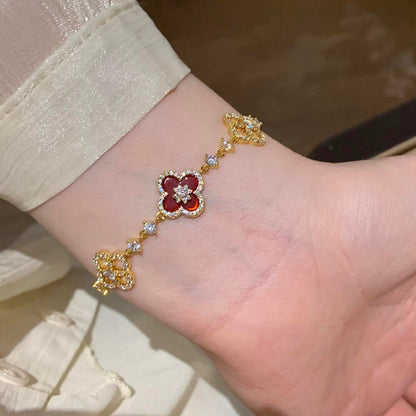 [Royal Jewellery]CLOVER 5 MOTIF PINK BLUE RED WHITE BRACELET