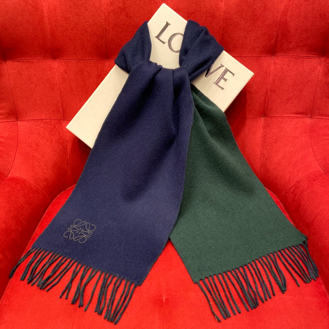 SCARF 180 CM IN GREEN FOREST MIX NAVY BLUE WOOL 410001