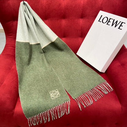 SCARF 180 CM IN BASIL GREEN MIX WHITE WOOL 409995