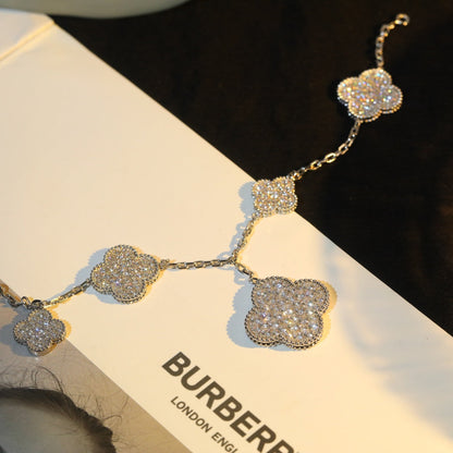 [Royal Jewellery]CLOVER BRACELET 5 MOTIF SILVER DIAMOND PAVED